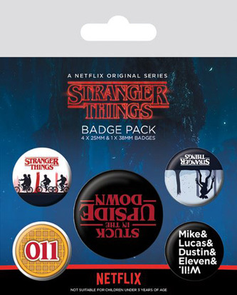 Placky Stranger Things: Upside Down set 5 kusov (25 mm|38 mm)