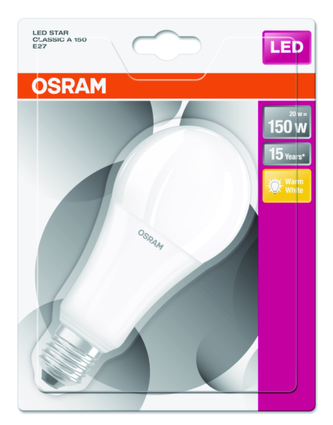 OSRAM LED STAR CL A Fros. 20W 827 E27 2452lm 2700K (CRI 80) 15000h A+ (Blistr 1ks)