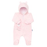 Kojenecký semiškový overal s kapucí New Baby Sweetheart růžový - velikost 74 (6-9m)