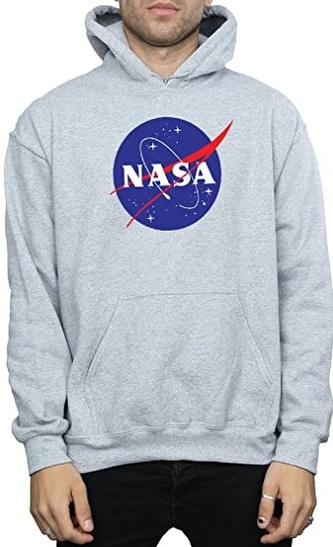 Pánská mikina s kapucí Nasa: Insignia Logo (XL) šedá bavlna-polyester