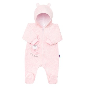 Kojenecký semiškový overal s kapucí New Baby Sweetheart růžový - velikost 62 (3-6m)