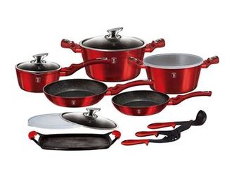 Sada nádobí Berlingerhaus s mramorovým povrchem 14 ks Burgundy Metallic Line