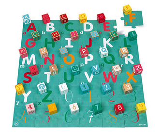 Janod Dřevěné kostky Kubix Abeceda Čísla 40 ks s puzzle Janod Dřevěné kostky Kubix Abeceda Čísla 40 ks s puzzle
