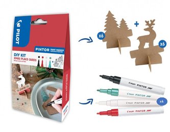 PILOT Pintor Fine Kreatívna sada akrylových popisovačov 0,9-1,5mm - XMAS 4 ks + menovky 12 ks