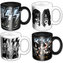 Set 4 kusů - keramický mini hrnek Kiss: Mixed Designs (objem 113 ml) černý