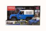 Auto polícia terénny plast 23cm na zotrvačník na batérie so svetlom so zvukom v krabici 28x16x12cm