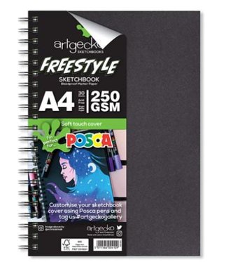 Artgecko skicár 250g Freestyle Posca A4 na výšku 30 bielych listov