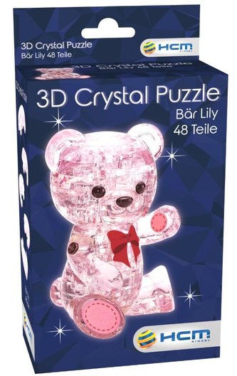 Krištáľové puzzle Bear Lily pink