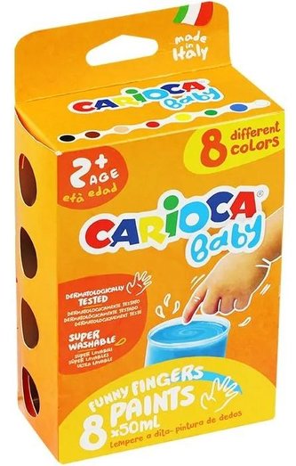 Farba tempera do malowania palcami 8 kol CARIOCA