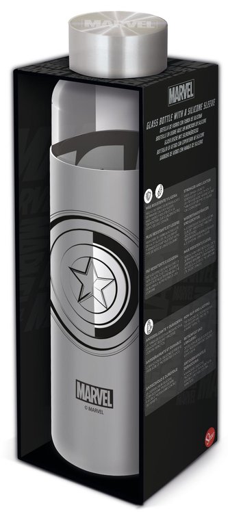 Sklenená fľaša s návlekom - Marvel 585 ml