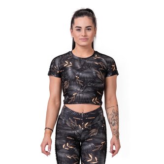 Dámské tričko Crop Top Active Black - NEBBIA - Velikost M