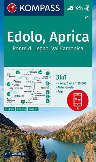 KOMPASS Wanderkarte Edolo, Aprica, Ponte di Legno, Val Camonica 1:35 000