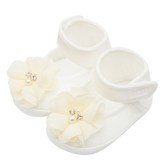 Kojenecké capáčky New Baby saténové smetanové 3-6 m flower - velikost 3-6 m