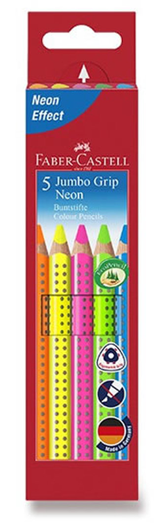 Faber - Castell Pastelky trojhranné Jumbo Grip - Neon 5 ks
