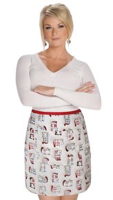 Kuchyňská zástěra EMA - do pasu - červená kočka - zástěra 68x50 cm