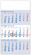 Nástěnný kalendář 3měsíční standard modrý – s českými jmény 2022