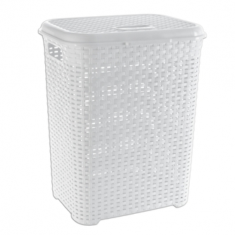 Prádelní koš s víkem RATAN WHITE