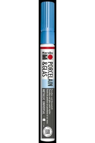 Marabu Popisovač na sklo/porcelán 1-2 mm - metalický modrý