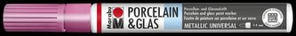 Marabu Popisovač na sklo/porcelán 1-2 mm - metalický růžový