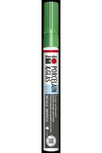 Marabu Popisovač na sklo/porcelán 1-2 mm - metalický zelený