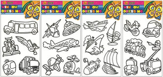 Předlohy na malování na sklo s vyvýšenou konturou - dopravní prostředky 30 x 21 cm (1 kus)