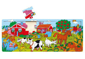Doskové puzzle farma drevené 21 dielov