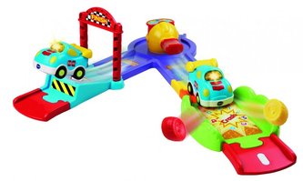 Tut Tut Dráha s raketovým štartom + autíčko 8cm plast na batérie so zvukom so svetlom v krabici Vtech