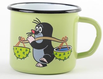 Krtek - hrnek smaltovaný 7cm, světle zelený/ kaštan