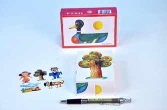 Kostky kubus dřevo 6ks v krabičce 12,5x8,5x3,5cm