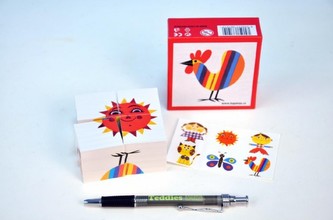 Kostky kubus Čtyřkostka dřevo 4ks v krabičce 8,5x8,5x3,5cm