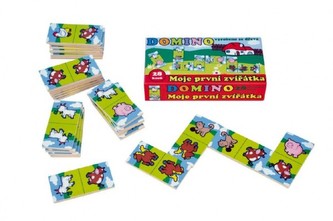 Domino Moje prvé zvieratká drevo spoločenská hra 28ks v krabičke 17x9x3, 5cm MPZ