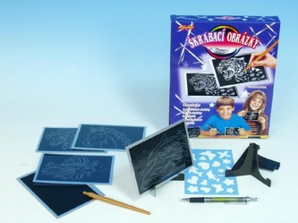 Škrabací obrázek stříbrný 15x10cm 6ks v krabičce