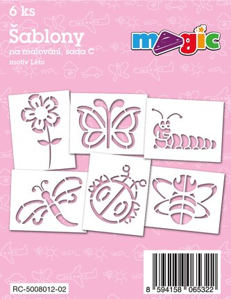 Šablóny na maľovanie voskovky magické - leto 6ks v sáčku 12x19cm