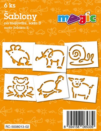 Šablóny na maľovanie voskovky magické - zvieratká II 6ks v sáčku 12x19cm