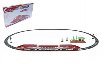 Vlak Bullet Train + dráha 1,63m s doplňky na baterie se zvukem se světlem v krabici 70x37x7cm