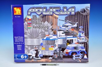 Stavebnice Dromader Policie Auto+Vrtulník+Stanice 23001 779ks v krabici 55x43x7cm
