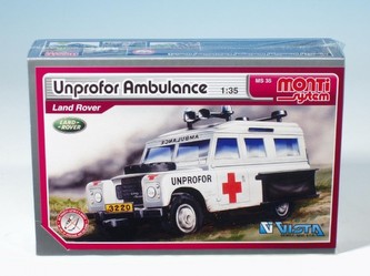 Stavebnica Monti 35 Unprofor Ambulancia Land Rover 1:35 v krabici 22x15x6cm