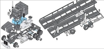 Stavebnice Monti System MS 39 Autorodeo Trailer Western star 1:48 v krabici 32x20x7,5cm