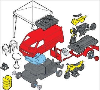Stavebnica Monti 49 Enduro Renault Trafic 1:35 v krabici 22x15x6cm