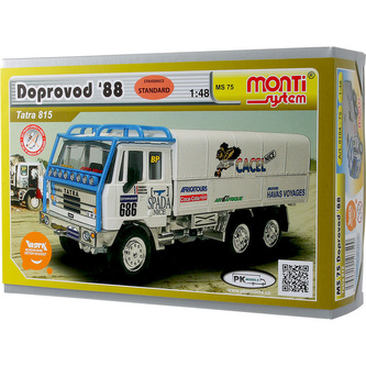 Stavebnice Monti 75 Tatra 815 doprovod Rallye 1988 1:48 v krabici 22x15x6cm