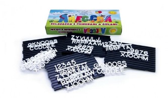 Abeceda Skladačka s písmenkami a číslami plast v krabici 31x13x4cm