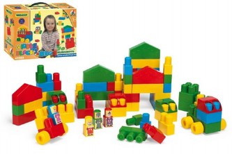 Kostky stavebnice Middle Blocks sada Big plast 75ks v krabici 40x30x15cm 12m+ Wader