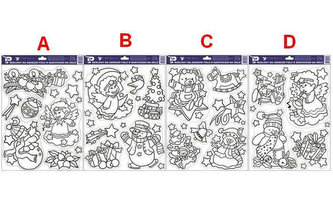 Predlohy na maľovanie na sklo s vyvýšenou kontúrou - vianočné 38 x 30 cm (1 kus)