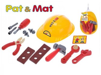 Sada nářadí plast Pat a Mat s přilbou 24x18cm v síťce