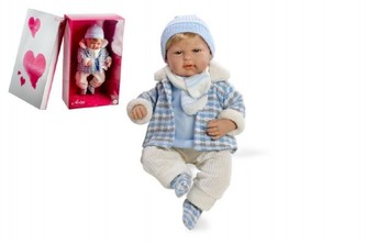 Panenka Arias kluk vonící 45cm smějící se měkké tělo na baterie v krabici