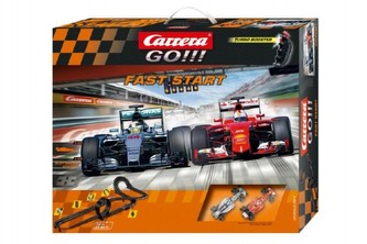 Autodráha Carrera GO!!! Fast start 7m + 2 formule v krabici 60x50cm