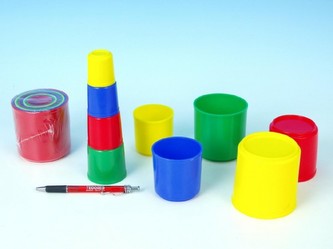 Kubus pyramída skladačka guľatá plast asst 4 farby 9ks v sáčku 9x9x8cm 12m+