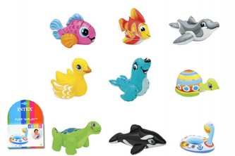 Hračka zvířátko nafukovací do vany asst 9 druhů v krabičce 15x20cm