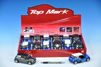 Auto Mini Cooper S kov 12cm na zpětné natažení se světlem se zvukem 2 barvy