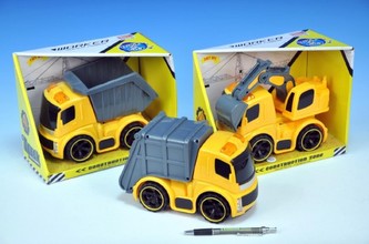 Auto stavební plast 22cm na baterie se zvukem se světlem asst 3 druhy v krabičce